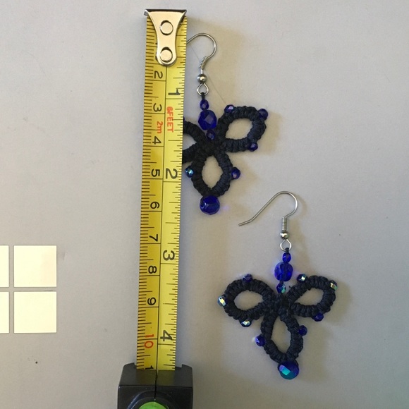 Hand Crafted Tatted Beaded Earrings - Picture 5 of 5